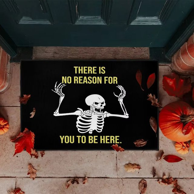 VIKAMA Willkommensmatte im amerikanischen Stil mit Totenkopf-Design und Slogan, Schwarz, B/T: 60 x 40 cm - Bild 1