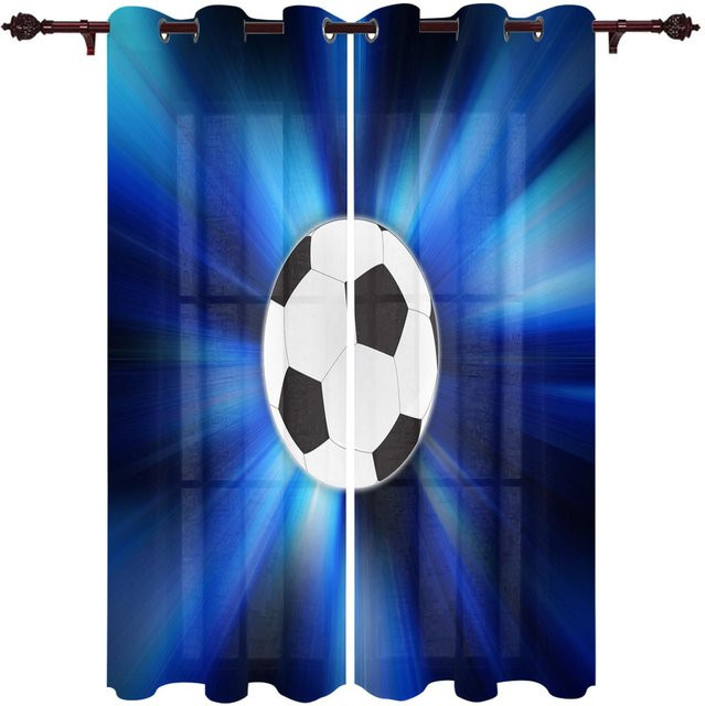 Super Six Fußballnetz Fenstergardine aus Polyester in Blau, B: 135 cm, H: 60 cm - Bild 1