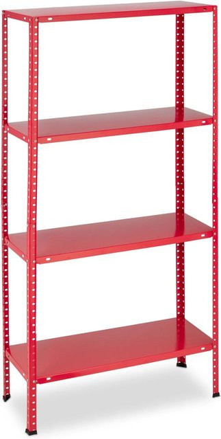 Relaxdays Schwerlastregal aus Stahl in Rot mit 4 verstellbaren Ebenen, H x B x T: 147,5 x 75,5 x 30,5 cm - Bild 1