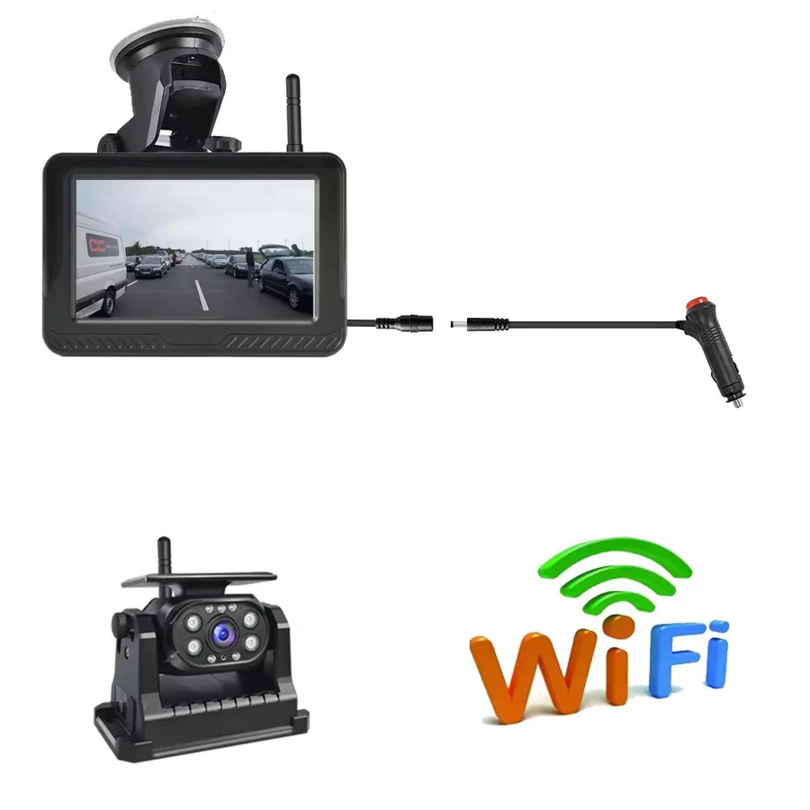 QXNY Solar Wireless Backup Kamera Set mit 5 Zoll Monitor, HD 1080P Full HD Rückfahrkamera mit Nachtsicht und Magnetbefestigung, Schwarz - Bild 3