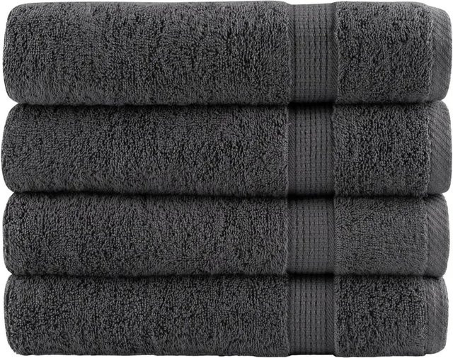 vidaXL Premium Badetücher 4er Set aus Baumwolle in Anthrazit, B/H: 100 x 150 cm, 600 g/m2 - Bild 1