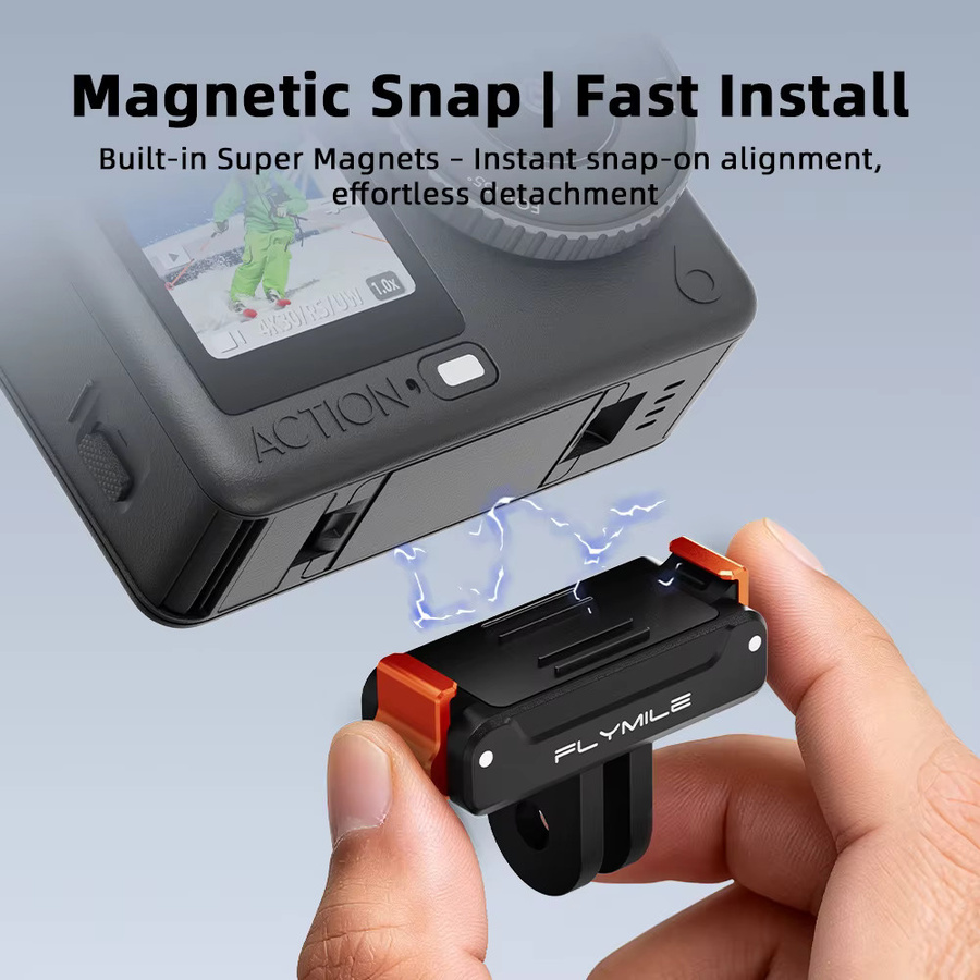 BRDRC Action 6 Magnetischer Halterungsadapter für DJI Osmo Action 5 Pro 4 3 Zweiklauen-Schnellwechselbasis in Schwarz - Bild 2
