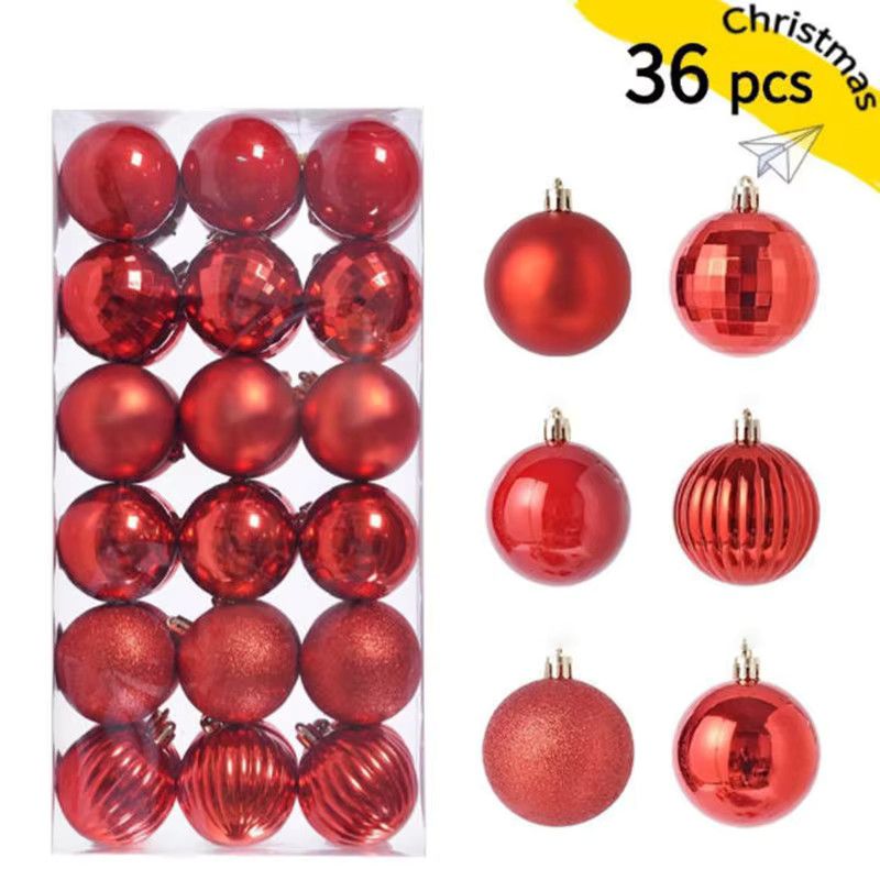 36er Set rote Weihnachtskugeln aus Kunststoff für den Weihnachtsbaum und zur Dekoration, Durchmesser: 3 cm - Bild 3