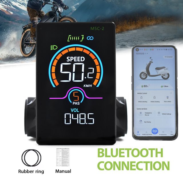 Haytrix M5C-2 Elektrischer Fahrradcomputer mit Bluetooth und LCD-Display in Schwarz - Bild 1
