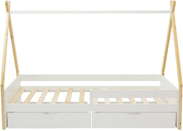 Luanco Tipibett Kinderhaus aus Kiefer und MDF in Weiß, B/T/H: 90 x 190 x 199,5 cm - Bild 1