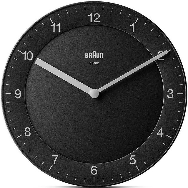 Braun BC06B Klassik Wanduhr analog in Schwarz und Weiß mit Quarzwerk, rund, Durchmesser: 20 cm - Bild 1