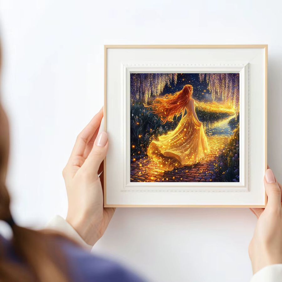 Huacan 5D-Diamantgemälde zum Selbermachen mit Motiv Prinzessin, Blume oder Landschaft in Mehrfarbig mit runden Diamanten - Bild 3