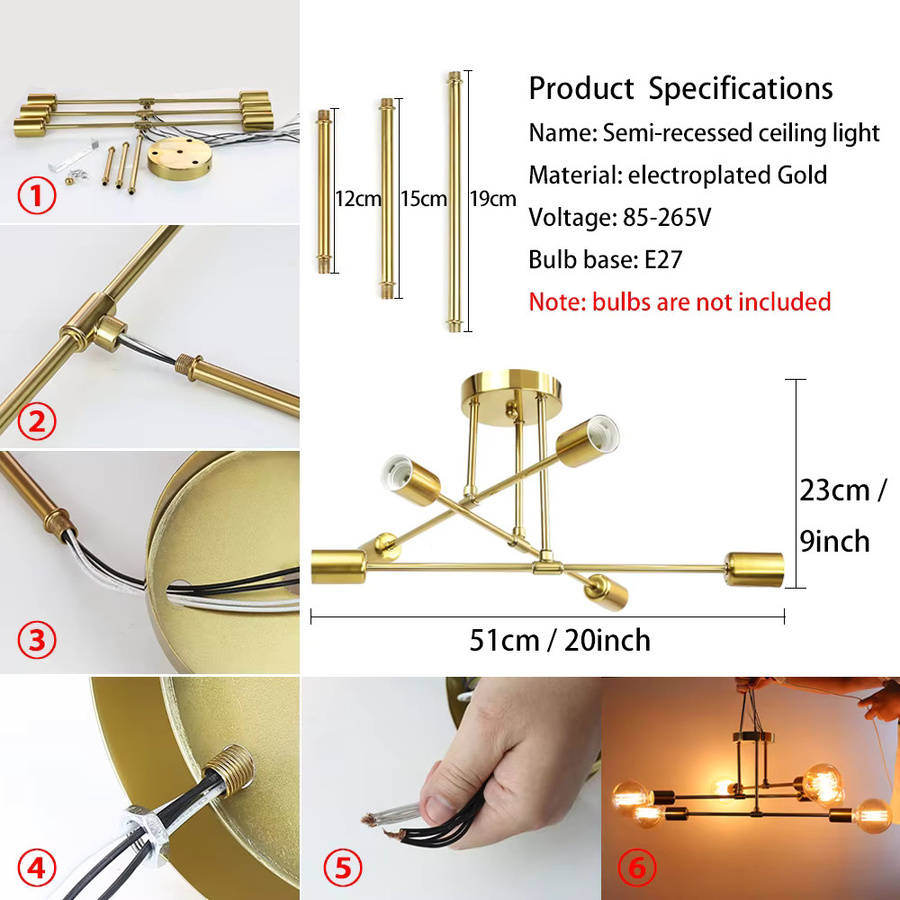 PARKSON Nordic Pendelleuchte in Schwarzgold – Moderne minimalistische Deckenleuchte für Wohnzimmer und Schlafzimmer - Bild 2
