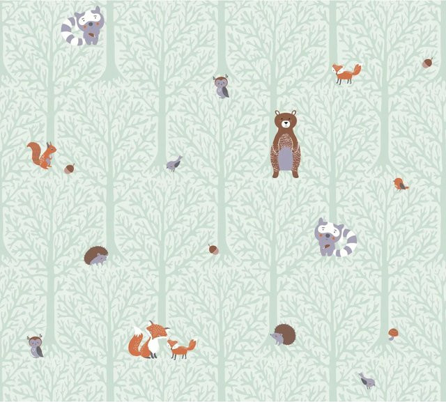 A.S. Création Vliestapete Wald Tiere in Grün für das Kinderzimmer - Bild 1