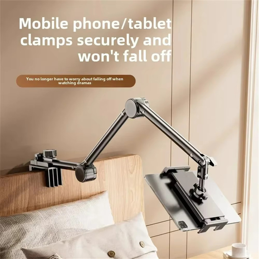 Maerknon Universelle Tablet und Smartphone Halterung Schwarz, Einstellbarer Klappständer für Bett und Schreibtisch für iPhone, iPad und Samsung - Bild 2