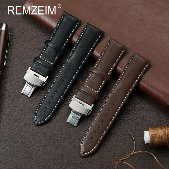 REMZEIM Uhrenarmband Leder, Edelstahl, Herren - Bild 1