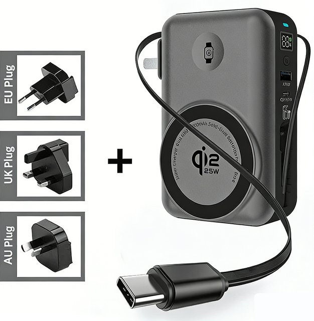 65W GaN USB-C Wandladegerät und 10000mAh Qi2.2 Magnetische Powerbank mit 25W Kabellosem Schnellladen für iPhone, iWatch und Laptop - Bild 1