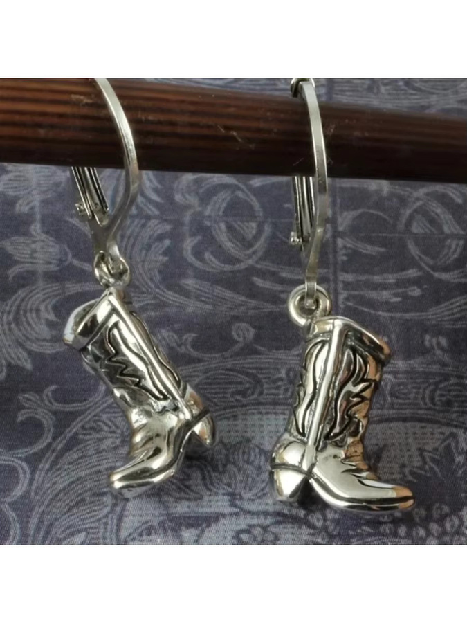 YoYo Ohrringe, Cowboy-Stiefel, versilbert, Damen, Vintage - Bild 3