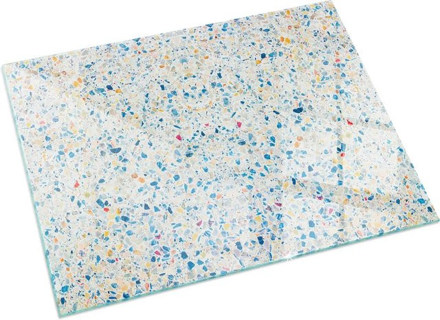 Tulup Glasplatte für Kamin mit abstraktem Texturmuster in Weiß, B/H: 60 x 40 cm - Bild 1