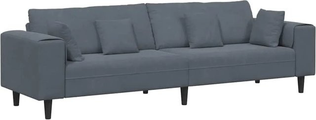 vidaXL Sofa aus Samt mit Kissen in Dunkelgrau, B/T/H: 250 x 77 x 76 cm - Bild 1