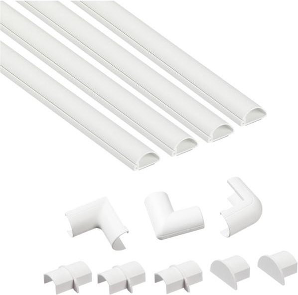 D-Line Kabelführung Weiß, 4 x 1 m, Breite: 2 cm, Höhe: 1 cm, inkl. 8 Steckverbinder (61011) - Bild 1