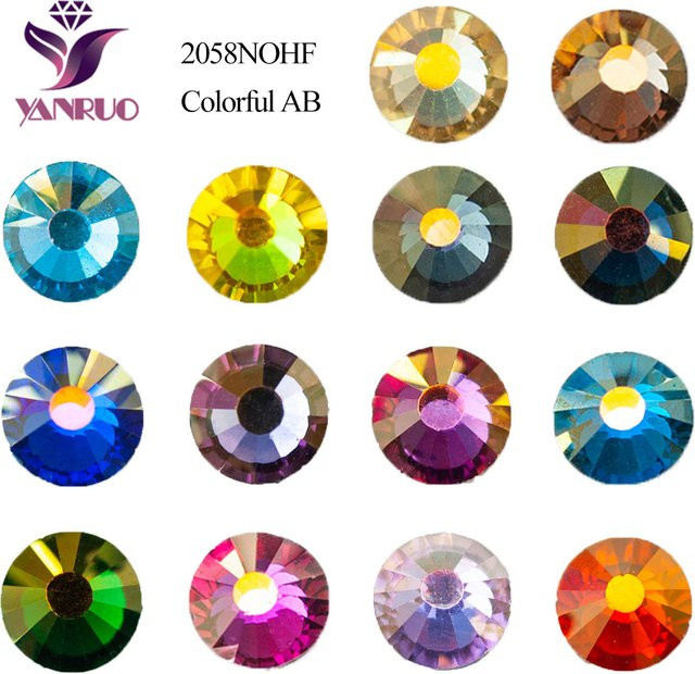 YANRUO Bunte AB-Kristalle als Flatback-Strasssteine aus Glas für Nagelkunst und Dekoration, Multicolour - Bild 1