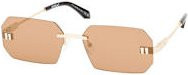 Off-White OERI151 Sonnenbrille, randlos, rechteckig, Metall, Unisex, gold, brown - Bild 1