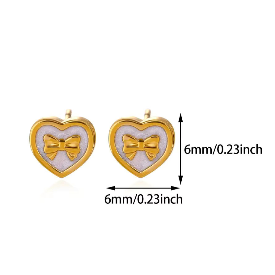 ICFTZWE Ohrstecker Edelstahl, Gold, Herzförmige Schleife, Damen - Bild 2
