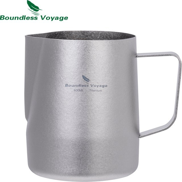 Boundless Voyage Titan-Milchaufschäumer Ti3239D in Silber, Milchkännchen für Barista Latte Art mit rundem Auslauf, 600 ml - Bild 1