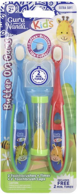 GuruNanda Zahnbürstenset für Kinder, 5-teiliges Set, grau, mehrfarbig - Bild 1