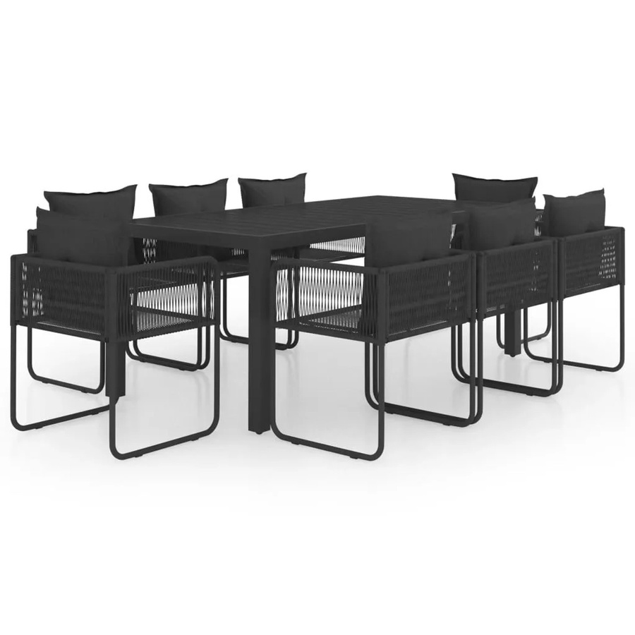 Furnicato 9-teilige Garten-Essgruppe aus PVC-Rattan und WPC in Schwarz - Bild 2