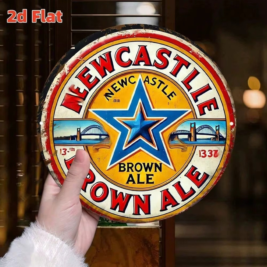 Retro Newcastle Brown Ale Metallschild CIFBUY Wanddekoration Rund, Mehrfarbig, Durchmesser: 20,32 cm - Bild 3