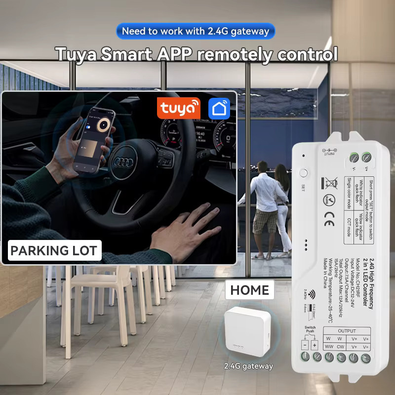 Tuya Smart LED-Controller DC12-24V CH21W mit 2,4GHz WiFi und RF für einfarbige, zweifarbige, RGB, RGBW und RGBCCT LED-Streifen - Bild 4