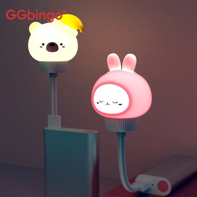 GGbingo LED Nachtlicht mit Fernbedienung und USB-Anschluss, Niedrige Cartoon-Nachtlampe in Weiß für das Kinderzimmer - Bild 1