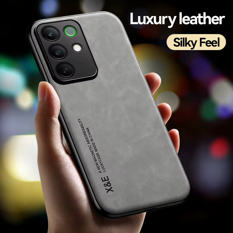 EUCAGR Luxus Magnetische PU Leder Handyhülle mit Metallplatte für OPPO Realme C85 Pro in Schwarz - Bild 2