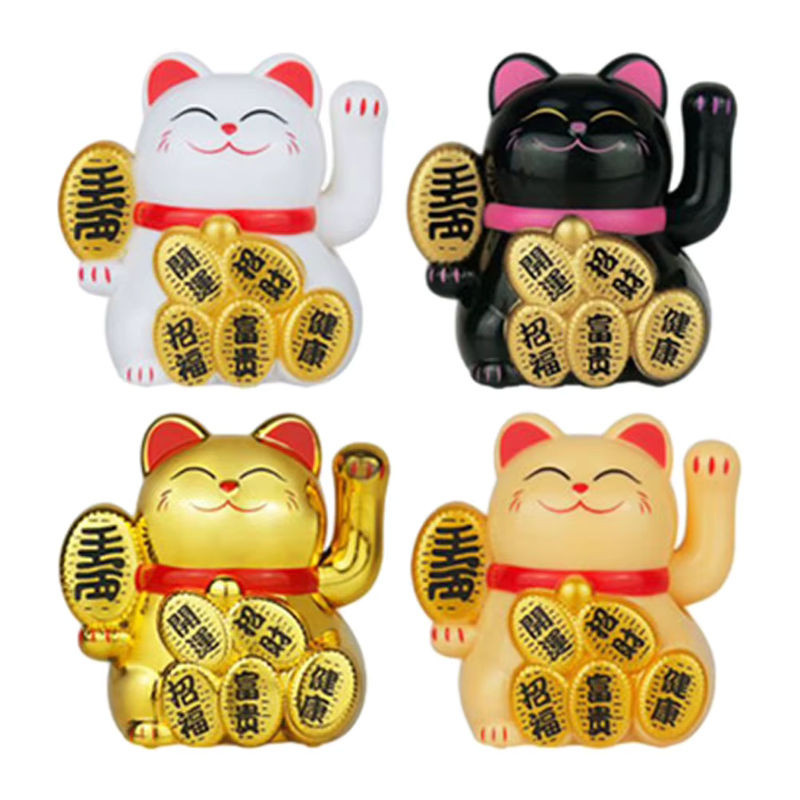 DIY Maneki Neko Glückskatze aus Keramik in Gelb und Mehrfarbig als Feng Shui Deko Statue - Bild 1