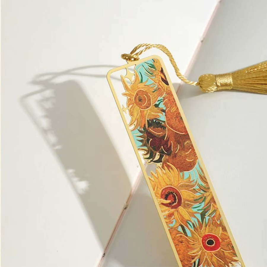 Metall Lesezeichen mit kreativem Ölgemälde-Design und Quaste in Multicolour - Bild 3