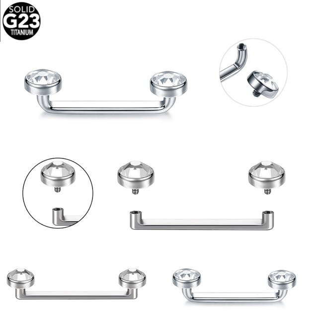 SWANJO Mikrodermale Piercing Barbell, Titan, Kristall, Silber, Unisex - Bild 1