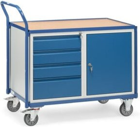 Fetra Tischwagen 2635 aus Stahl mit TPE-Reifen in Grau und Blau, Tragkraft 300 kg, B/T/H: 60 x 60 x 50 cm - Bild 1
