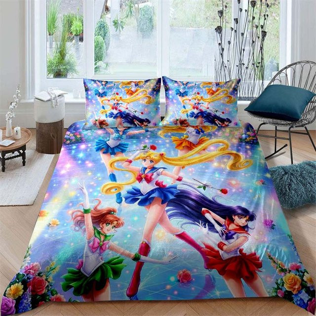 Ruoxin Sailor Moon Deluxe-Bettwäsche-Set mit Motiv, Mehrfarbig, B/H: 200 x 200 cm - Bild 1