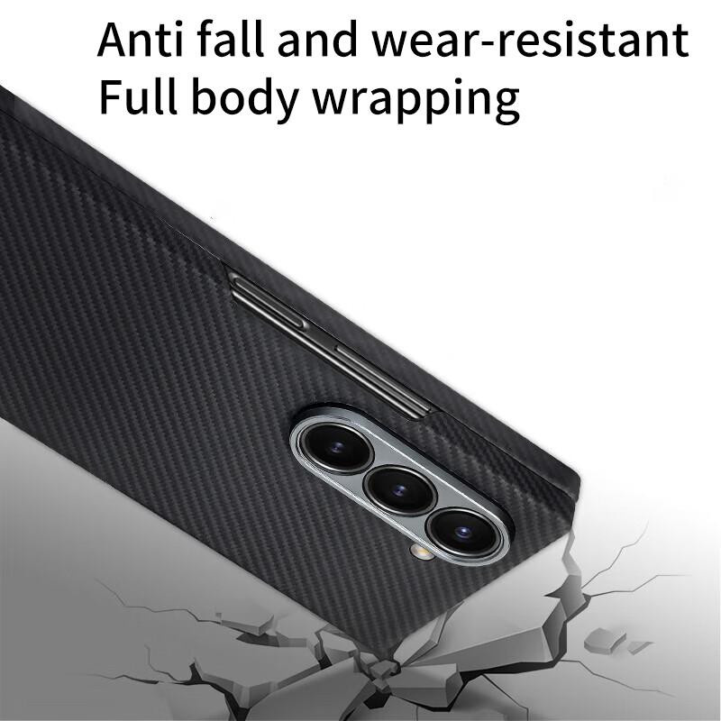 Aramid Kevlar Kohlefaser Handyhülle für Samsung Galaxy Z Fold 7 6 5 mit Magnetfunktion und kabellosem Laden in Schwarz - Bild 3