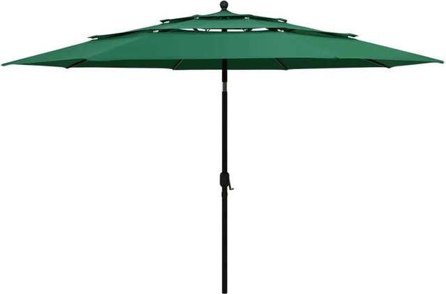 Furnicato Sonnenschirm mit 3 Lagen Polyester und Aluminiumgestell in Grün, B: 350 cm, T: 260 cm, mit Kurbel und Kippfunktion - Bild 1