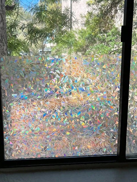 BUNPIG 3D Regenbogen-Fensterfolie als Sichtschutz in Multicolour, statisch haftend und dekorativ für Glasflächen - Bild 1