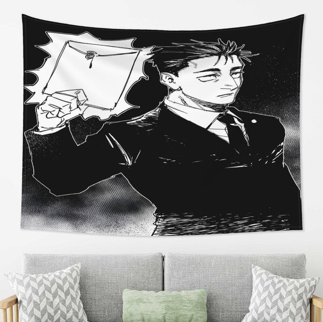 Jujutsu Kaisen Higuruma Hiromi Anime Wandteppich in Schwarz-Weiß im Comic-Stil von JMG Household Supplies, Breite: 150 cm, Höhe: 200 cm - Bild 1
