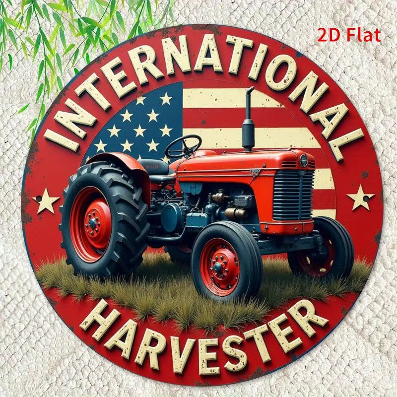 Rundes Vintage-Eisenschild Potdemiel mit Harvester-Traktor-Logo als Wanddekoration, Durchmesser: 20 cm, Multicolor - Bild 5