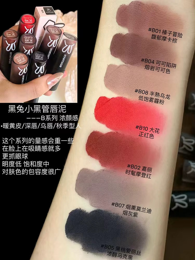 Hyntoor Goth Lippenstift, Matt, Nude Braun Rot Schwarz, Hochpigmentiert - Bild 2