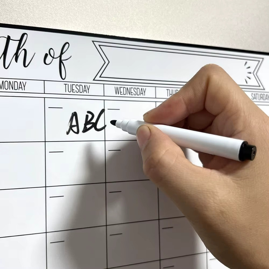 Magnetischer Whiteboard Kalender in Weiß zur Wandmontage als wiederverwendbare Plantafel für Schule und Kühlschrank - Bild 3