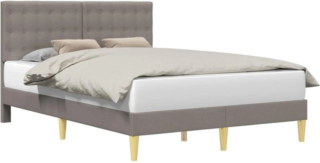 vidaXL Bettrahmen mit Kopfteil in Taupe aus Stoff, B/T/H: 124 x 192 x 280 cm - Bild 1