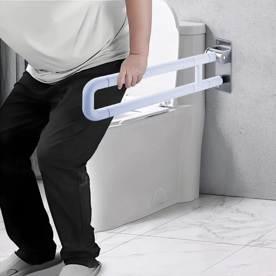 Zusammenklappbarer Toilettenstützgriff in Weiß, Wandmontage, Tragfähigkeit 300 kg - Bild 4
