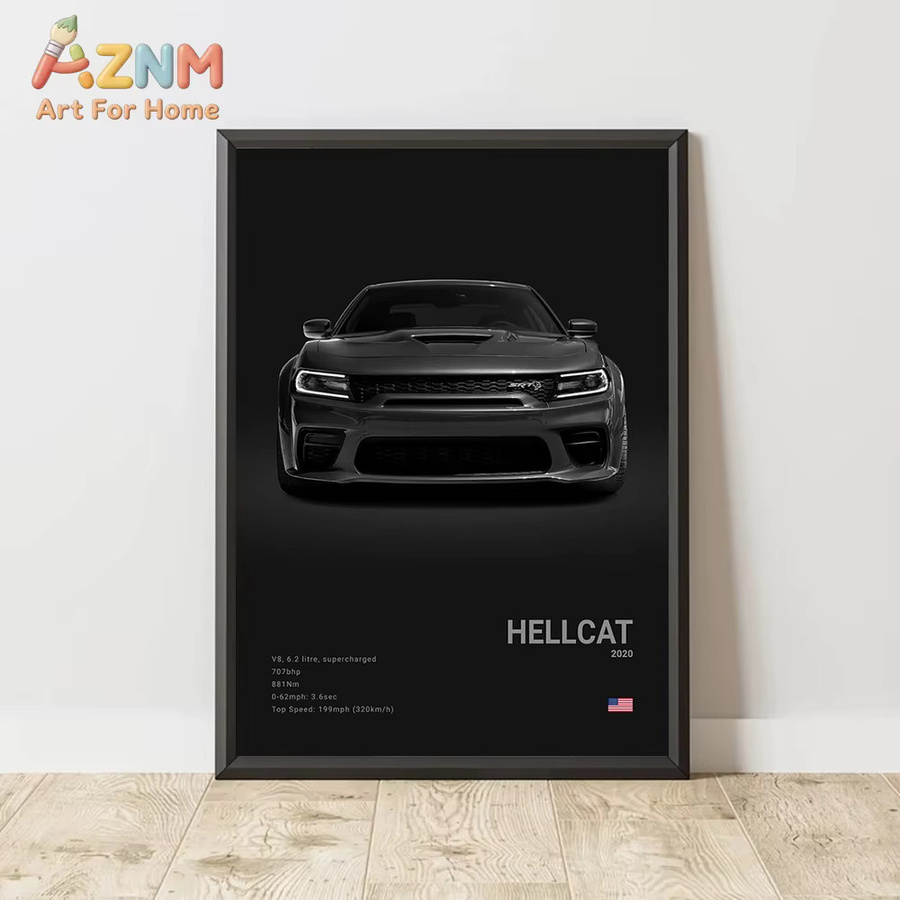 HELLCAT ACR Leinwand-Wandkunstdruck Poster Demon Sportwagen Moderne Heimdekoration für Autoliebhaber - Bild 2