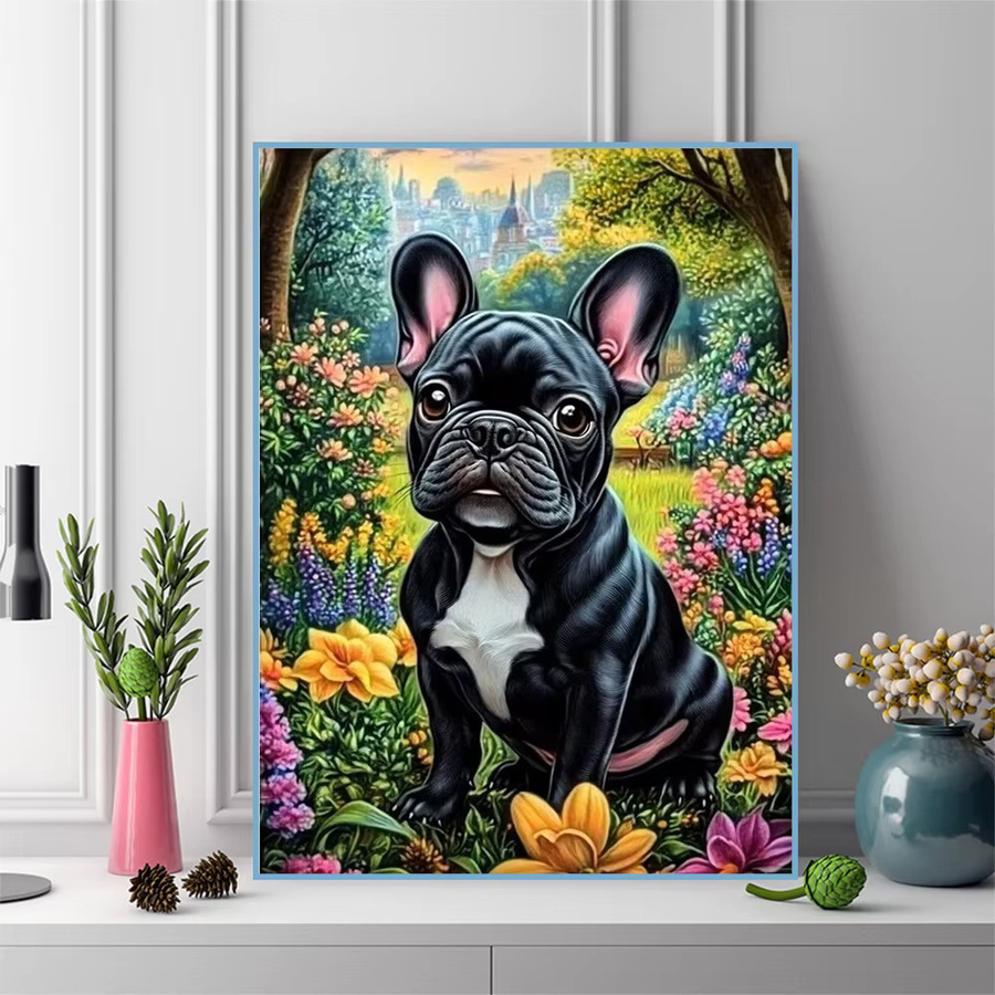 Momoart Hund Diamant-Stickerei DIY Mosaik-Set mit Blumen-Motiv in Mehrfarbig für Erwachsene - Bild 3