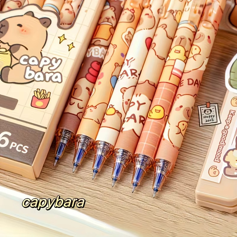 Set aus 6 oder 16 löschbaren Capybara-Stiften mit nachfüllbarer blauer Tinte in verschiedenen Farben für Schule und Büro - Bild 3