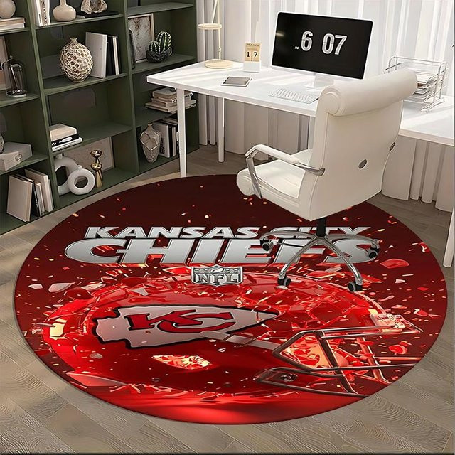 Kansas City Chiefs NFL Stuhlmatte von Yi Xin One, runder Teppich in Rot, Durchmesser: 150 cm - Bild 1