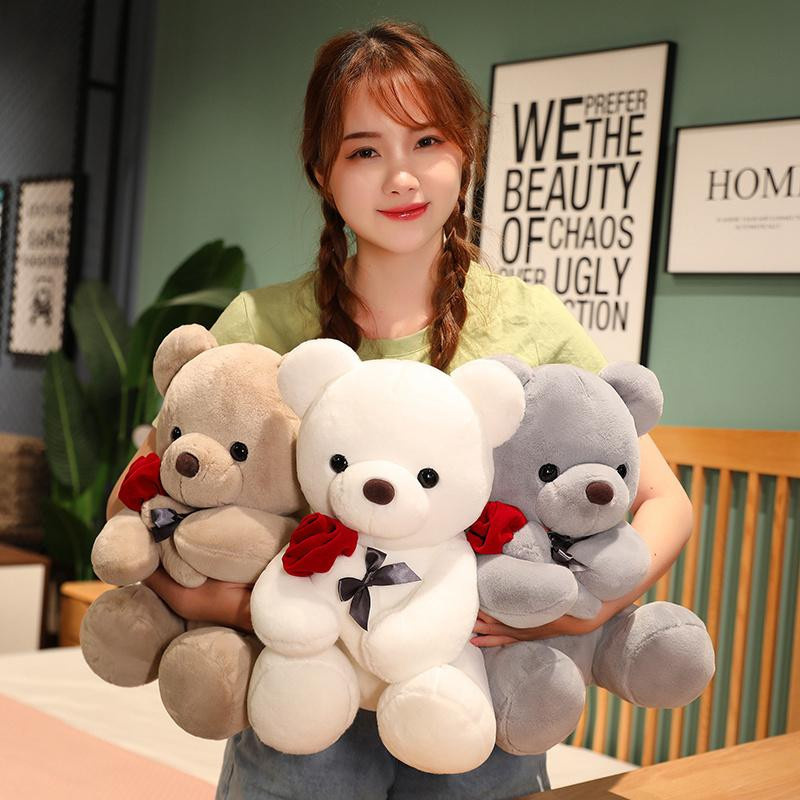Süßer Mu Cheng Kawaii Bär mit Rose Plüschtier Stofftierpuppe - Bild 3