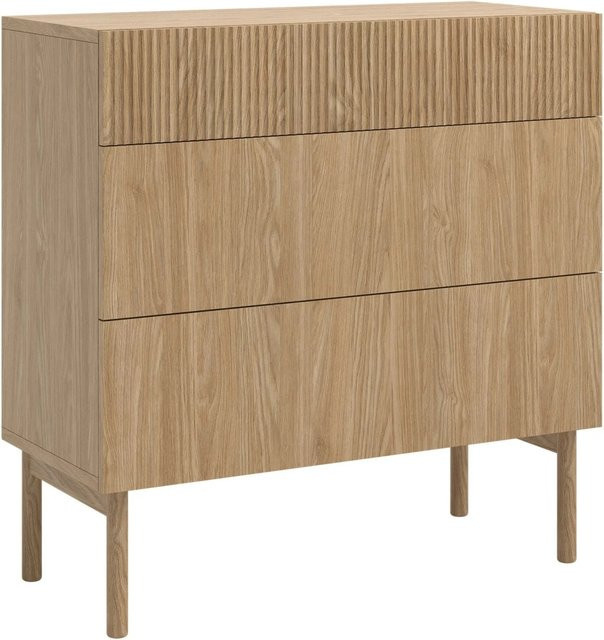 Selsey Kommode Nolie in Geölter Eiche mit drei Schubladen, Japandi Stil, Braun, Breite: 90 cm - Bild 1